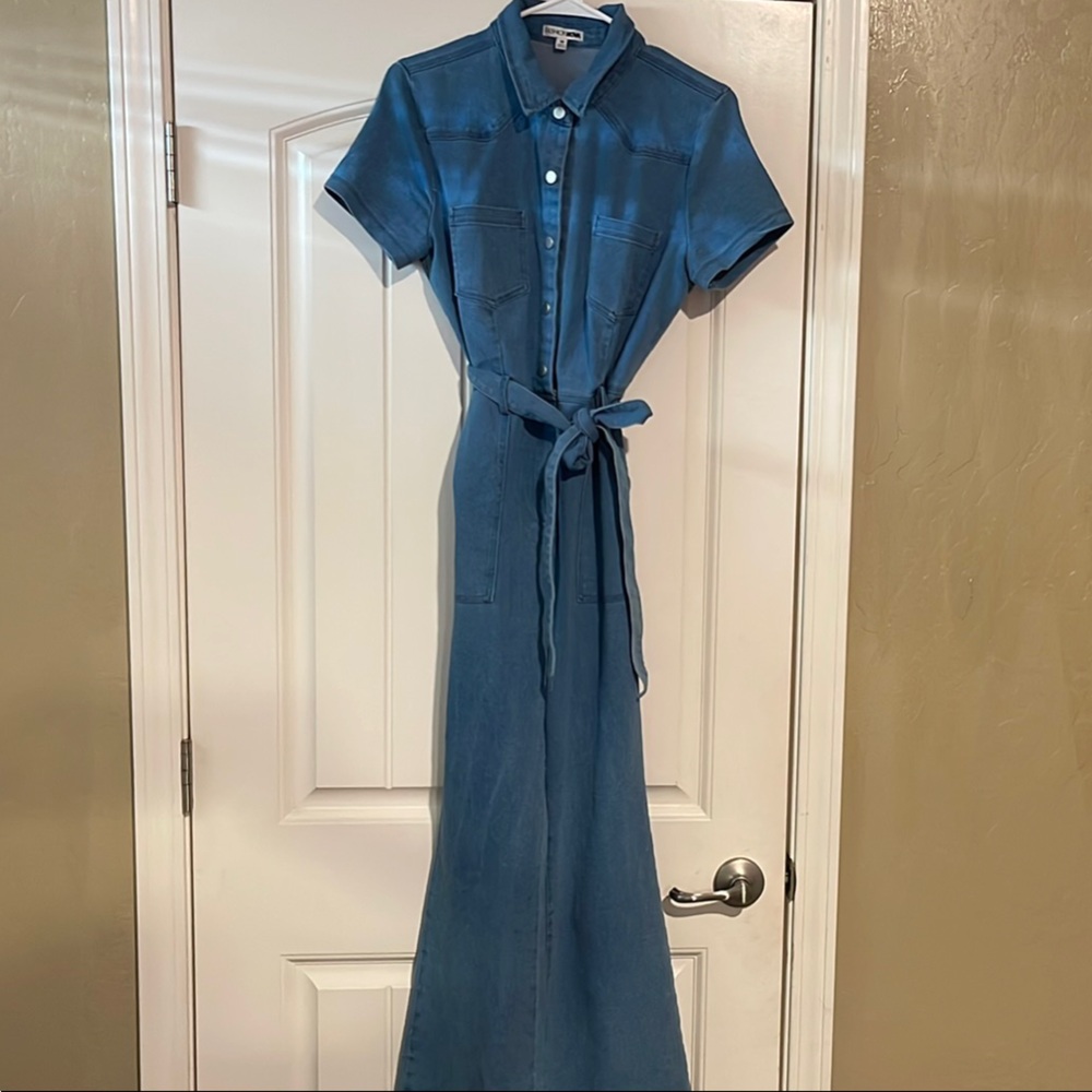 Blue Button-Up Jumpsuit
